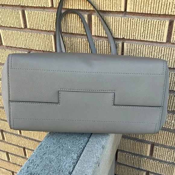 Tory Burch Gray Structured Leather Tote - Picture 8 of 15